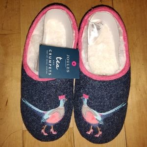 Joules Tea & Crumpets Felt Slippers - NEW - Sz 5-6